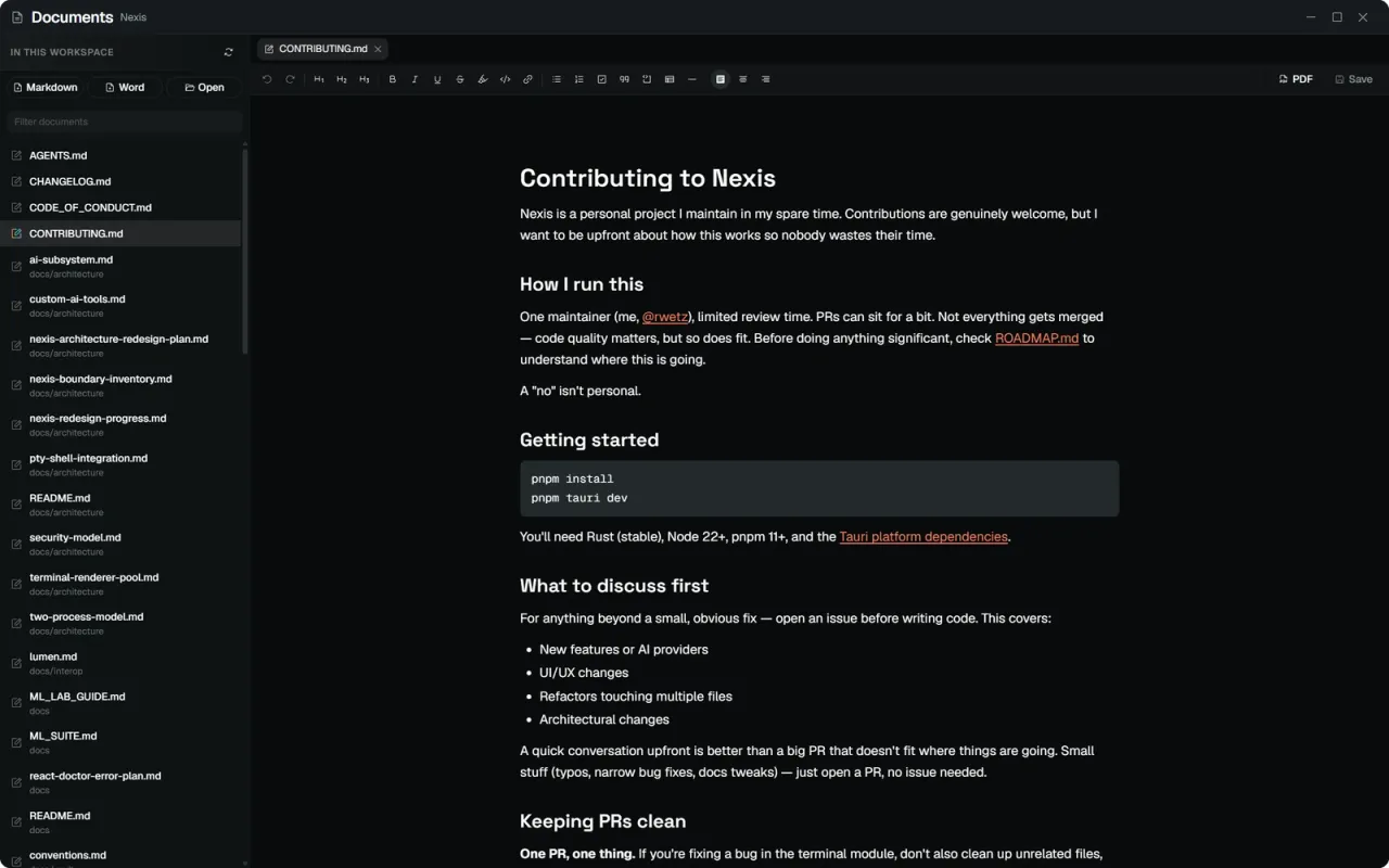 Nexis — The Documents window